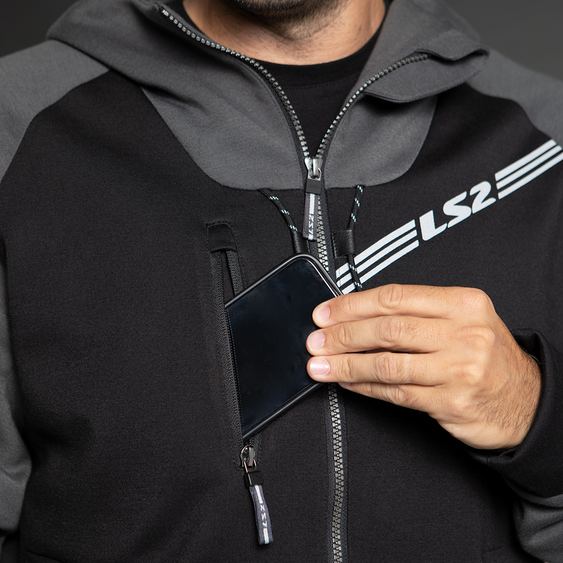 LS2 Throttle Man Jacket black dark grey-5